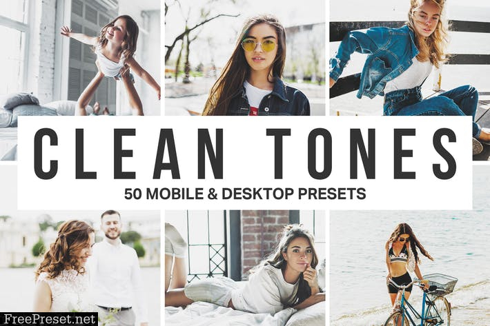 50 Clean Tones Lightroom Presets and LUTs