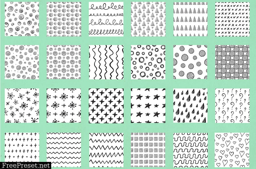 Abstract Doodle Seamless Patterns 53QUGY2