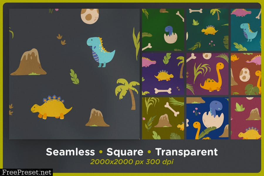 Cute Dinosaurs Seamless Patterns SSLFA7M