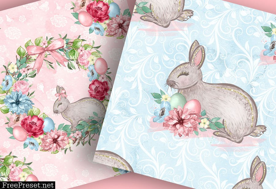 Cute Easter Bunny digital paper LD8A2TR