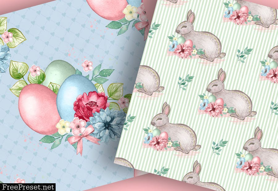 Cute Easter Bunny digital paper LD8A2TR