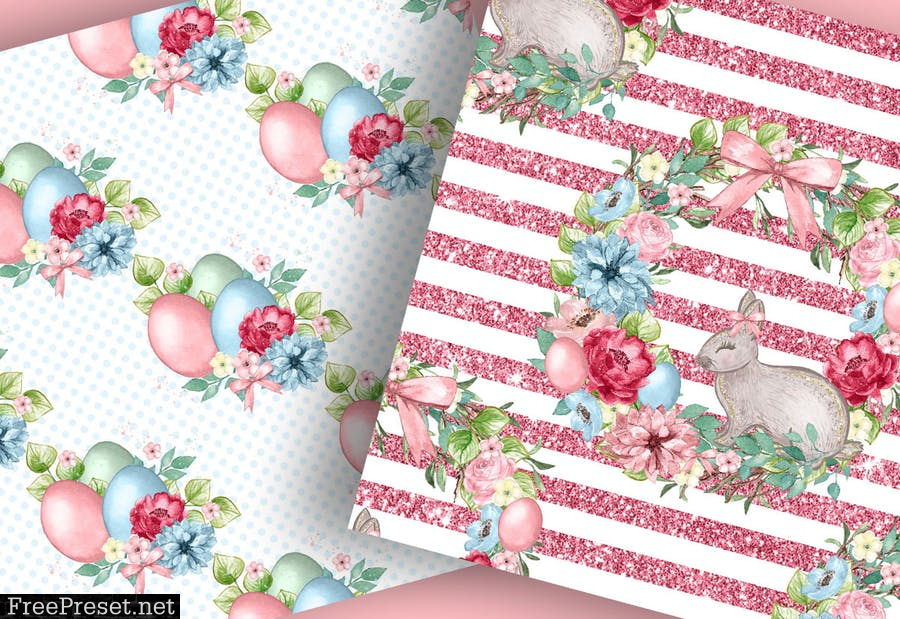 Cute Easter Bunny digital paper LD8A2TR