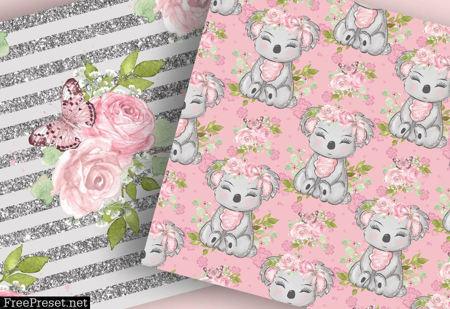 Cute Koala digital paper pack HDBSY8V