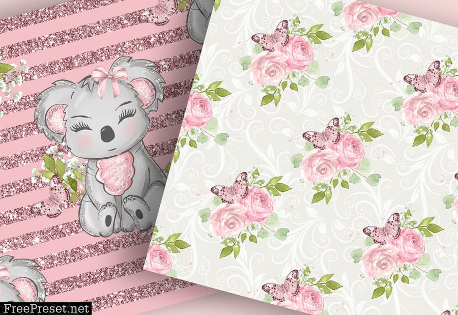 Cute Koala digital paper pack HDBSY8V