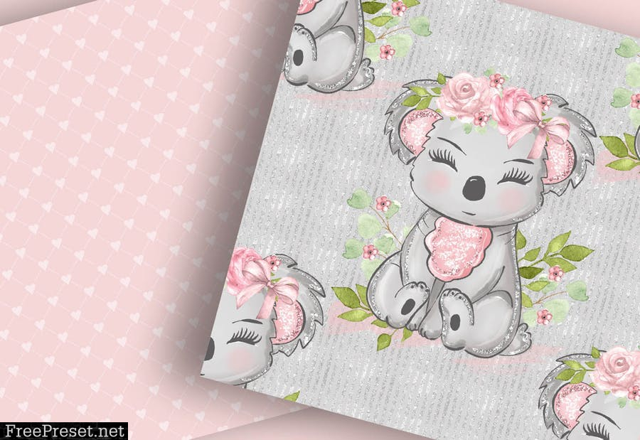 Cute Koala digital paper pack HDBSY8V