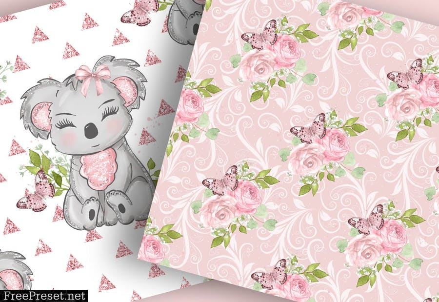 Cute Koala digital paper pack HDBSY8V