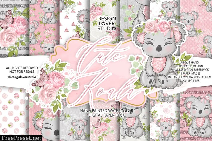 Cute Koala digital paper pack HDBSY8V