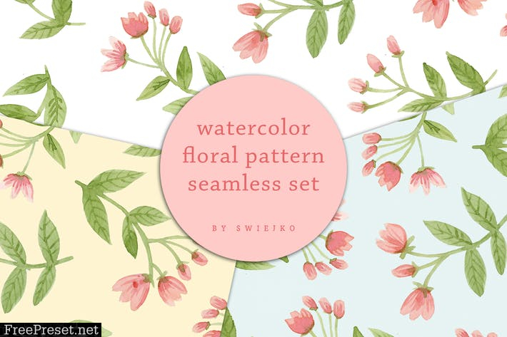 Delicate Flowers - seamless watercolor pattern set LB4FGWP