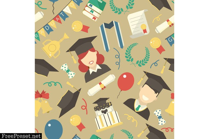 Graduation Day Ceremony Seamless Pattern 7YVUQF2