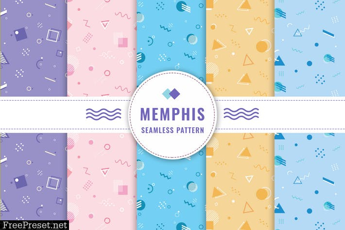 Memphis Seamless Pattern Collection AEELBLX