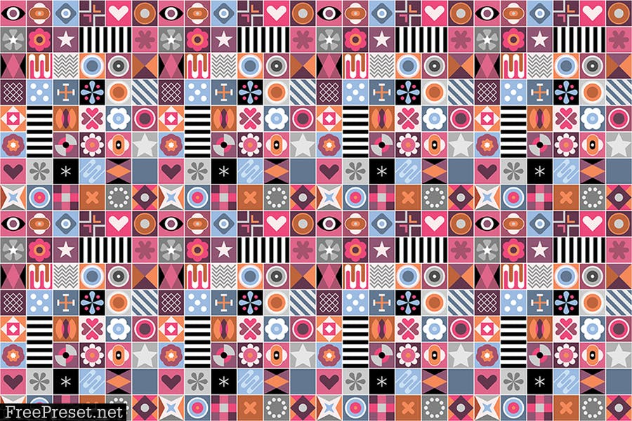 Mix of Abstract Geometric Patterns H2EZJ68