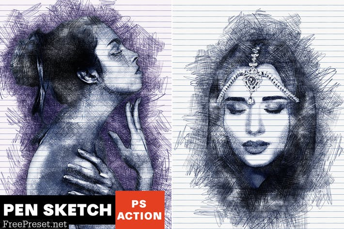 Pen Sketch Photoshop Action XYNGV65