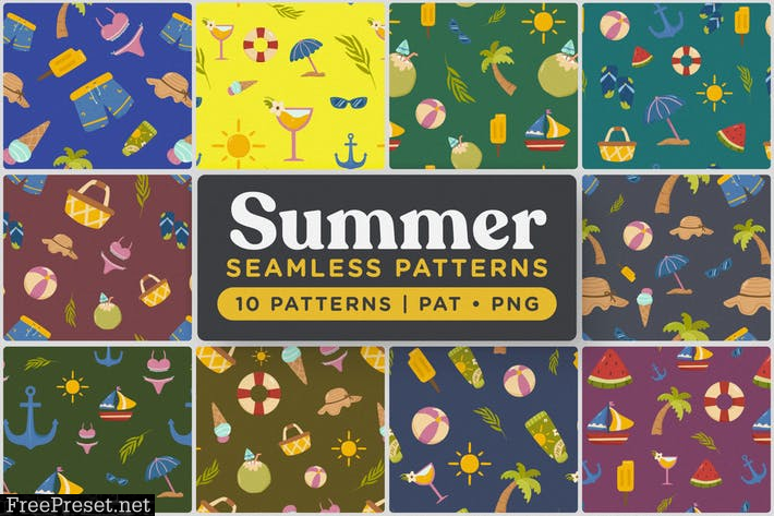 Playful Summer Seamless Patterns 7FGYENS