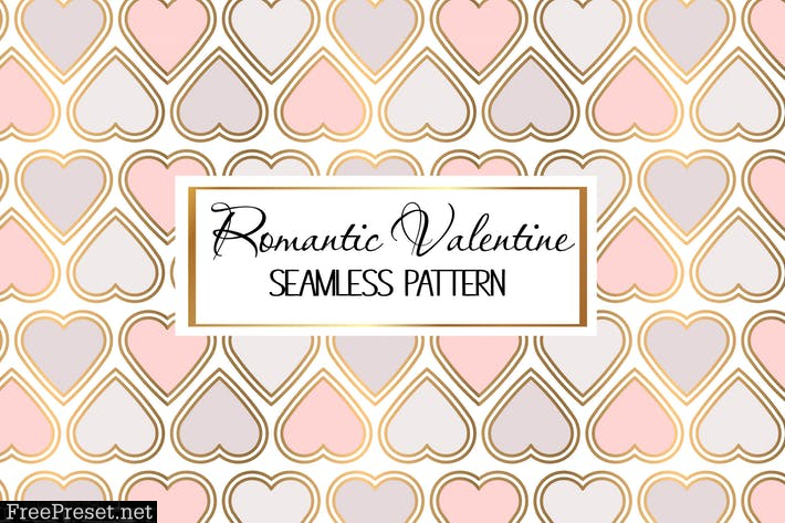 Romantic Seamless Pattern with Pink Hearts 7FAFZAN