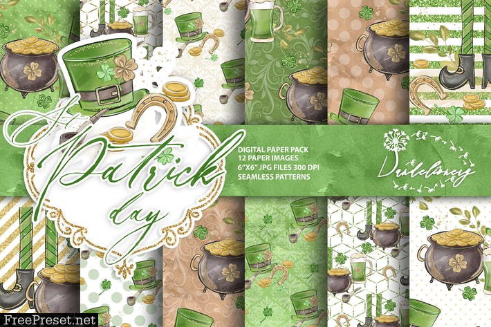 St. Patrick's Day digital paper pack PAENEBZ