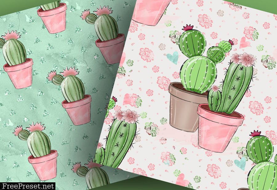 Sweet Cactus digital paper pack SL66Y3P