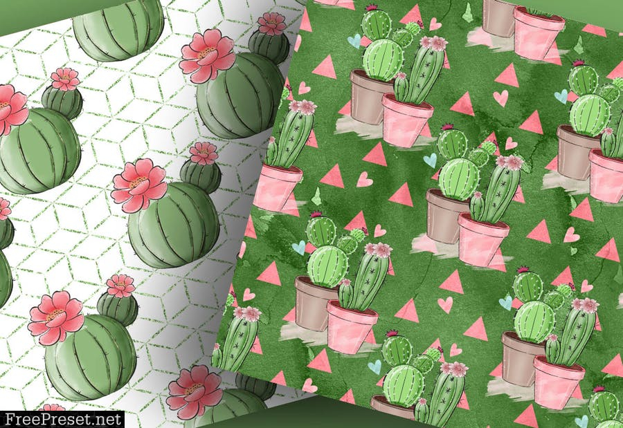 Sweet Cactus digital paper pack SL66Y3P