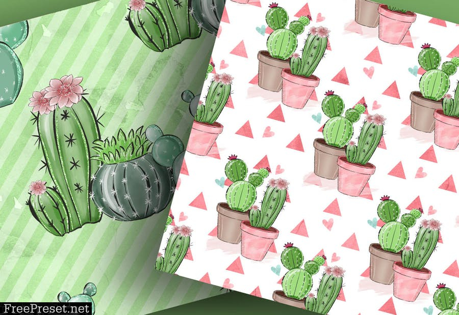 Sweet Cactus digital paper pack SL66Y3P