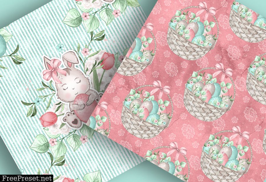 Sweet Easter Bunny digital paper pack STLRU3G