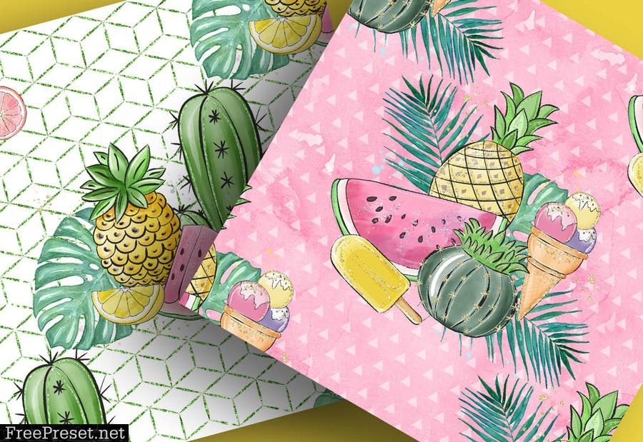 Tropical summer digital paper pack 5S7LRMA