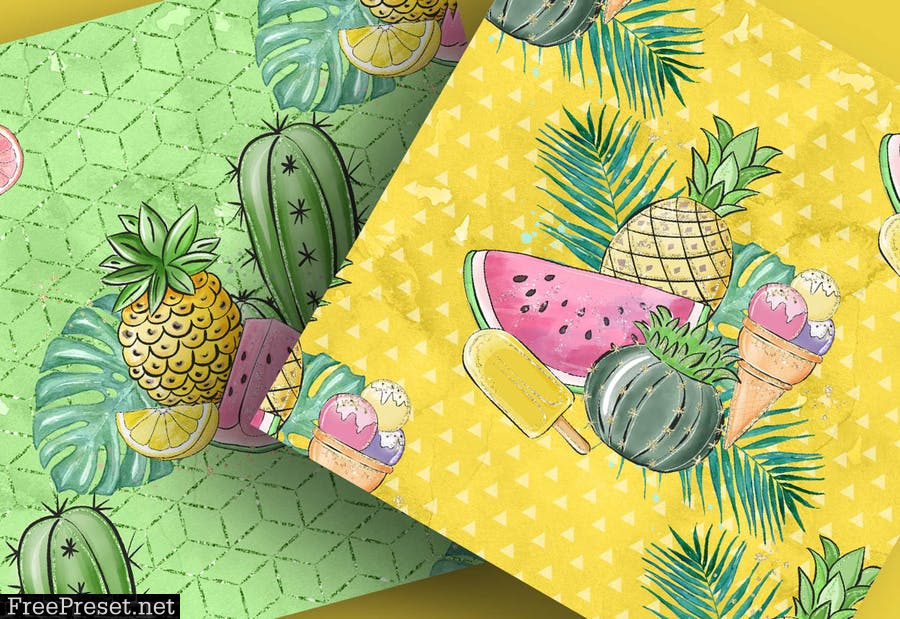 Tropical summer digital paper pack 5S7LRMA