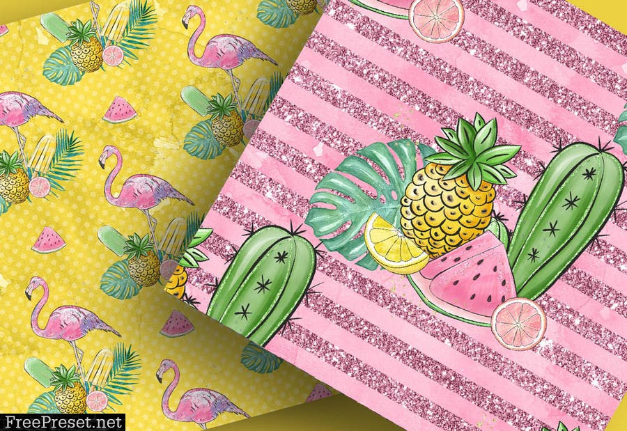 Tropical summer digital paper pack 5S7LRMA