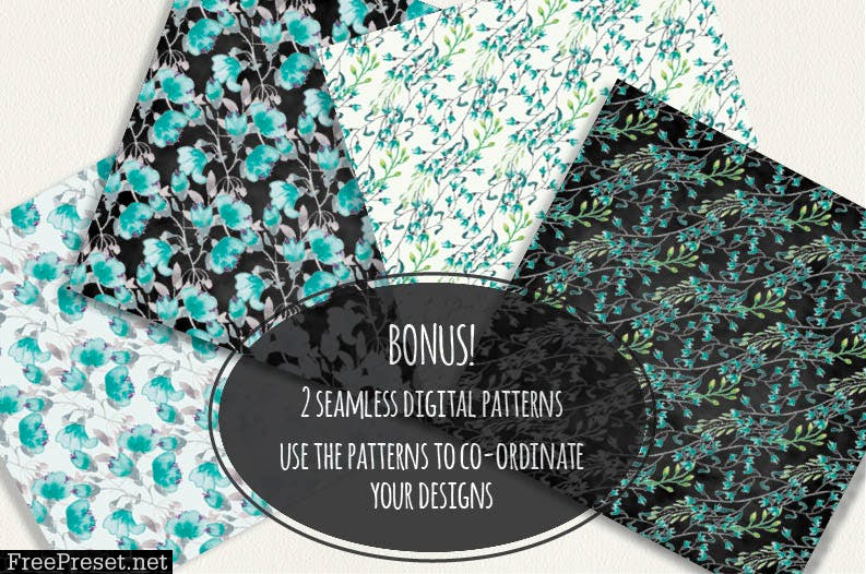 Turquoise Floral Border LEV2YGP