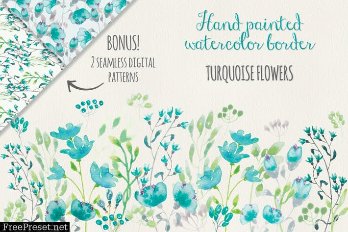 Turquoise Floral Border LEV2YGP