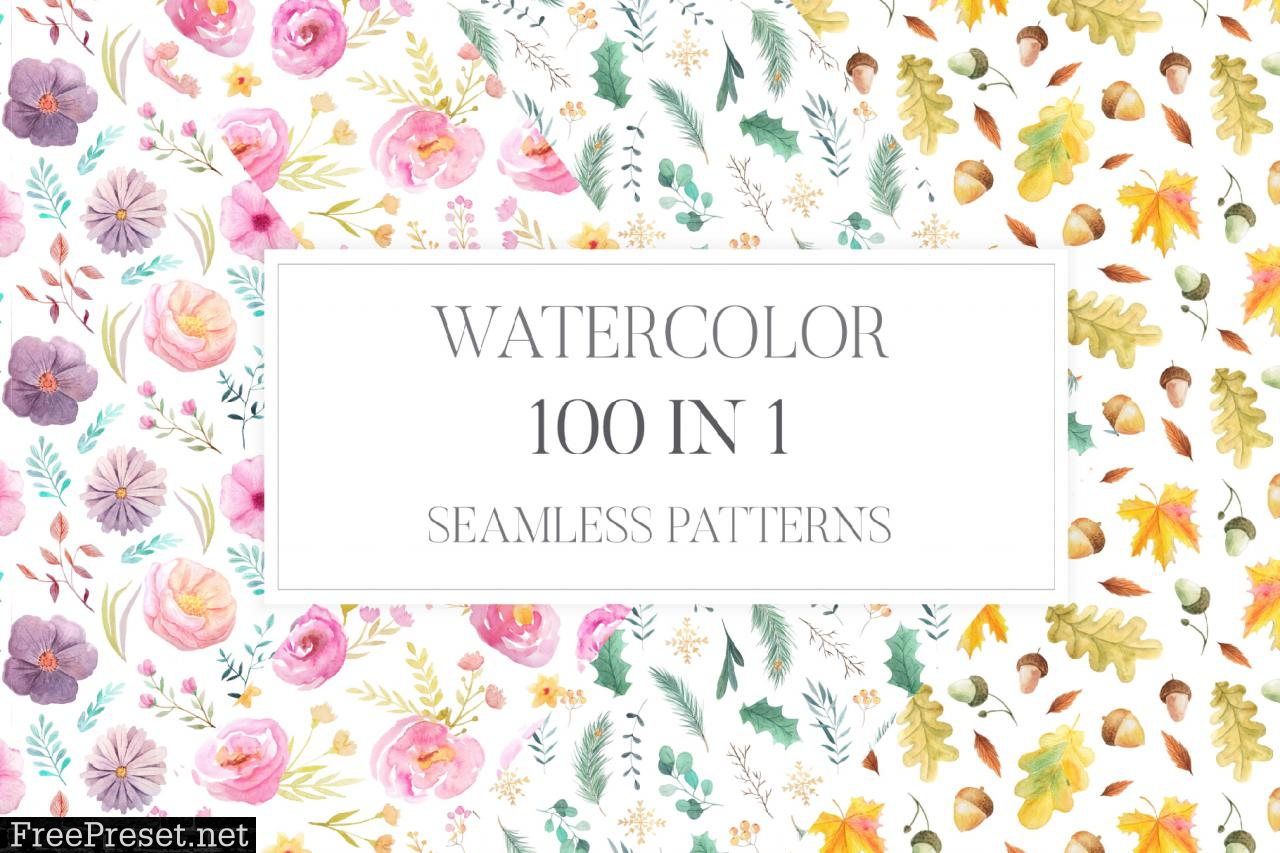 100 in 1 Watercolor Patterns Set