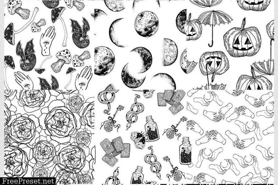 12 seamless ink hand-drawn patterns set 4V5YCJY