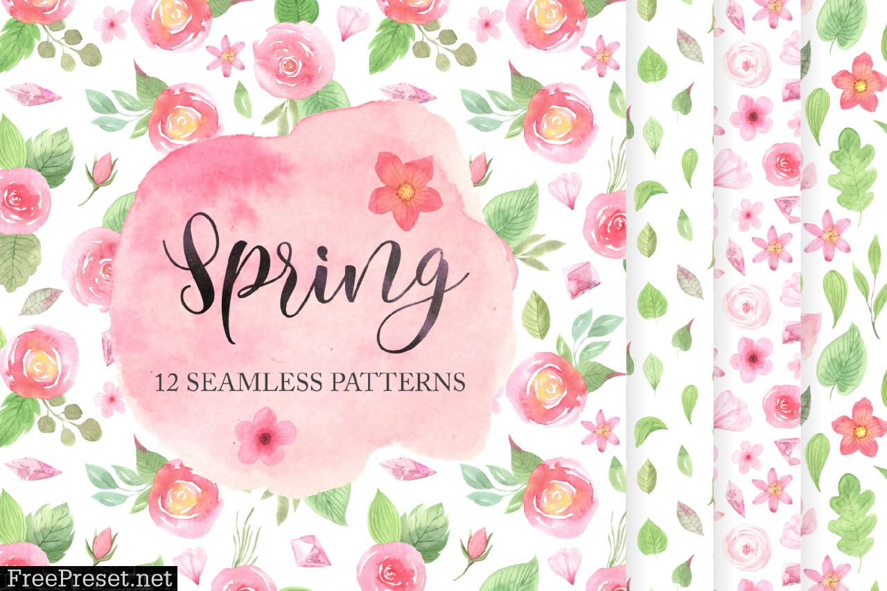 12 Spring Seamless Pattern Set