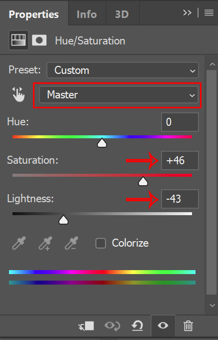 hue saturation layer adjusted