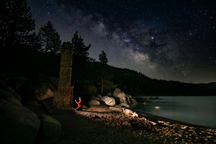 Chimney Beach, Lake Tahoe | Sitting by the fire under the stars