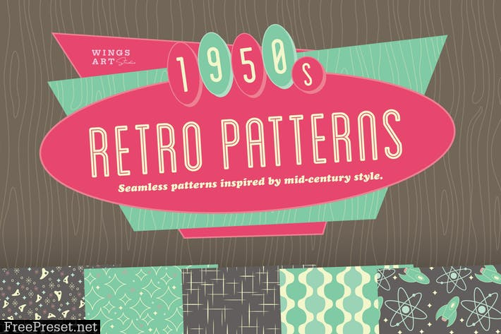 1950s Retro Seamless Patterns  W688ELP