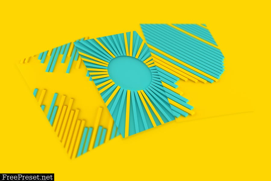 3D geometric Shape Backgrounds -Yellow & Turquoise XNPNN92