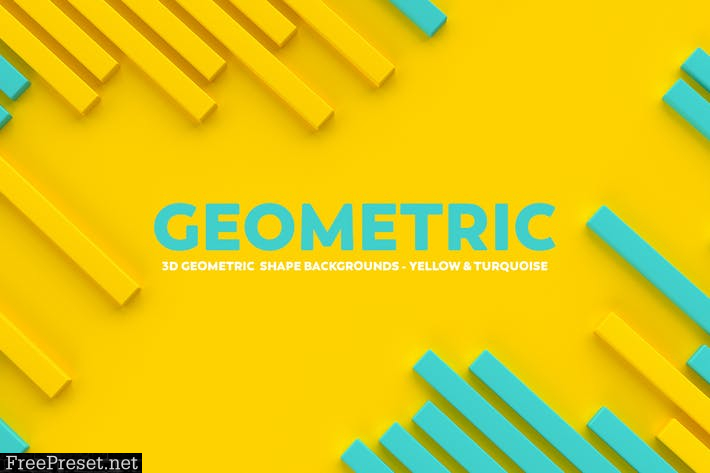 3D geometric Shape Backgrounds -Yellow & Turquoise XNPNN92