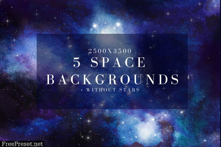 5 watercolor space, universe backgrounds set 23GWHJG