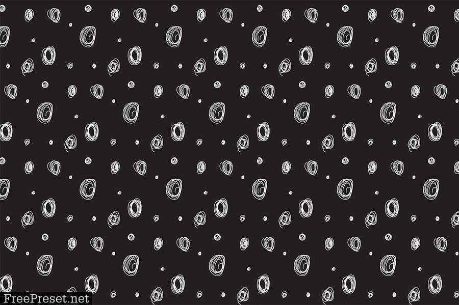 8 Black-White Hand Drawn Patterns RNL27F