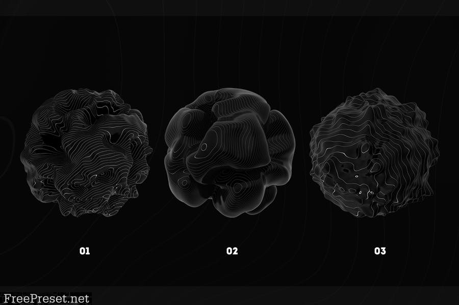 Abstract 3D Rendering of Organic Shapes - B/W RPCHZZP