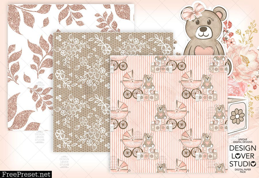 Baby Girl digital paper pack II LM8U97