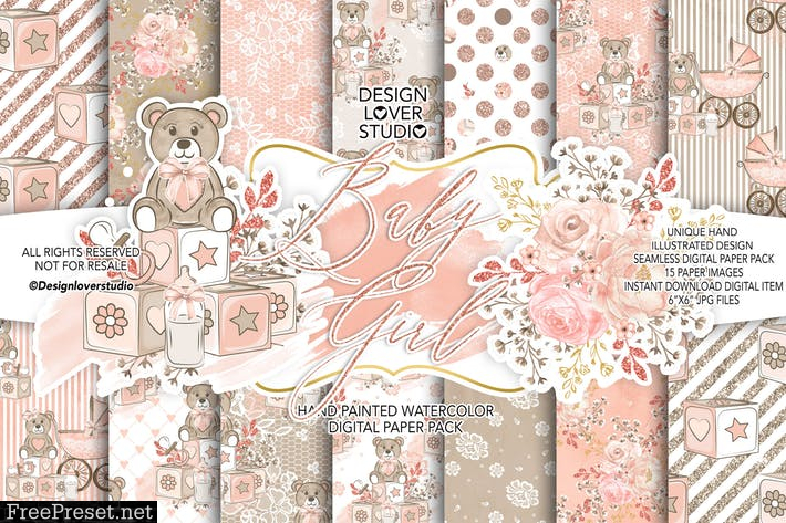 Baby Girl digital paper pack II LM8U97