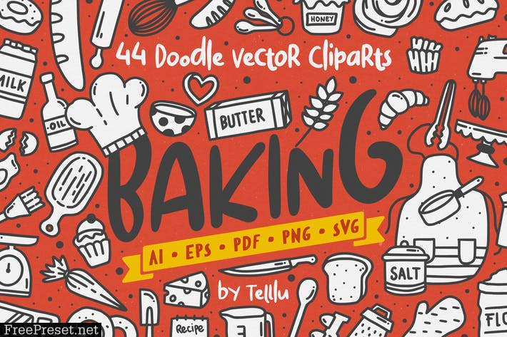 Baking Doodle Vector Clipart P77DUQK