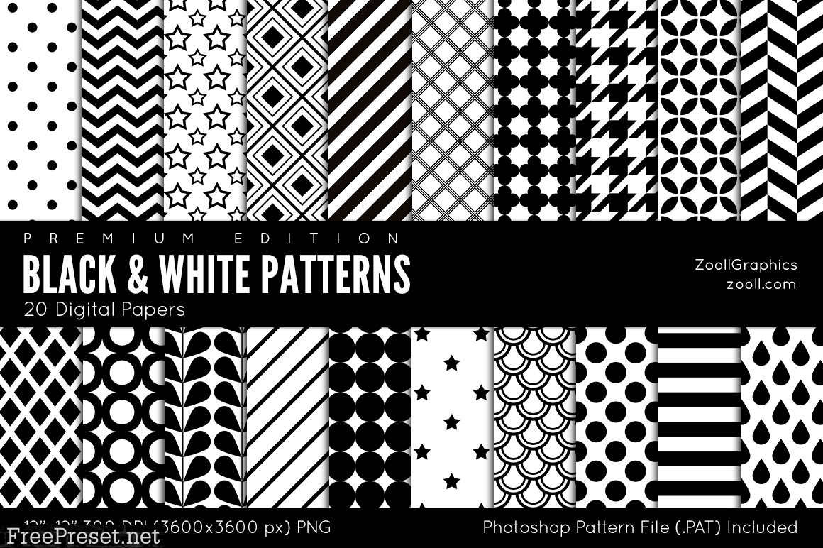 Black and White Digital Papers