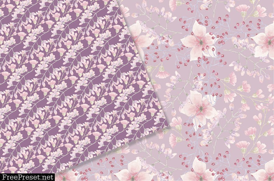 Blush Magnolias Watercolor Patterns PQ7JWMH