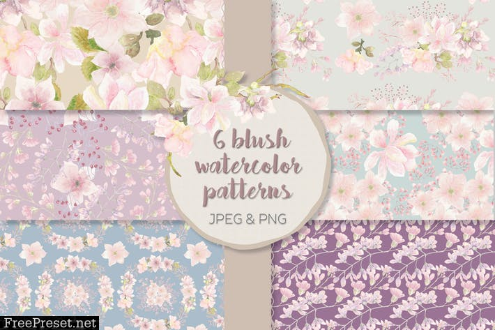 Blush Magnolias Watercolor Patterns PQ7JWMH