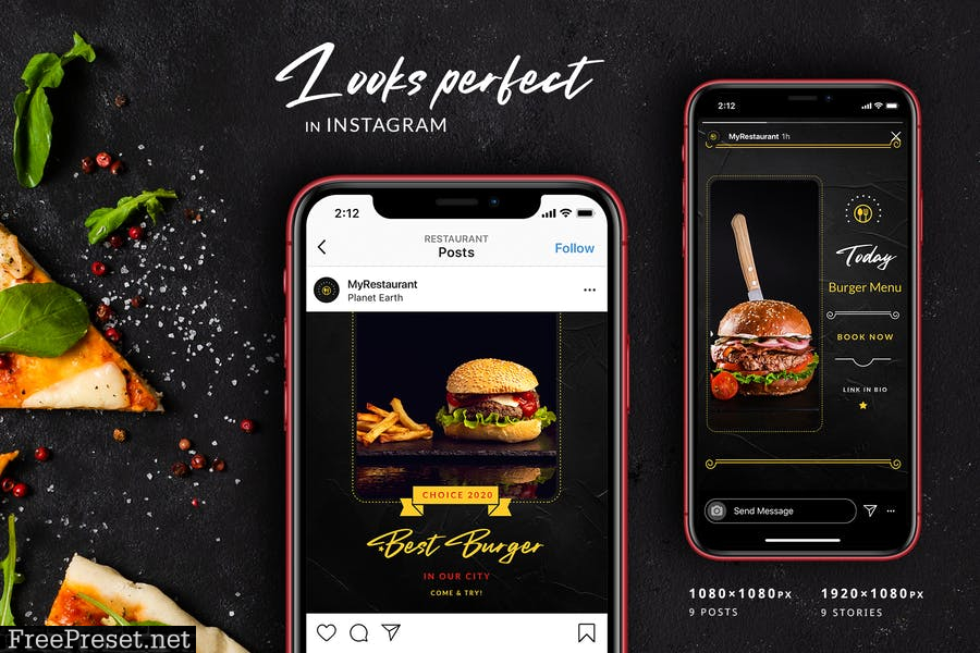 Burger Restaurant Instagram Posts&Stories L89B73Z