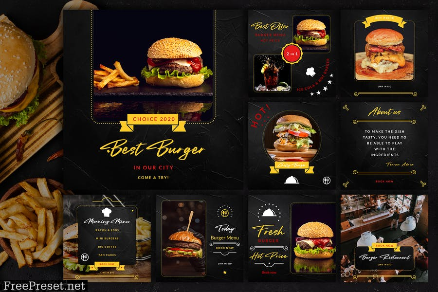 Burger Restaurant Instagram Posts&Stories L89B73Z