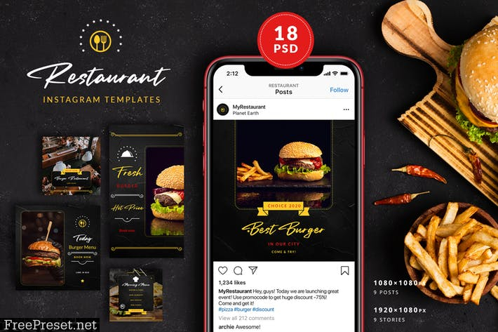 Burger Restaurant Instagram Posts&Stories L89B73Z