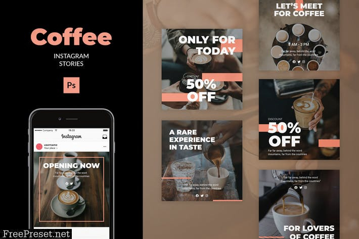 Coffee - Instagram Feed Post Template 3E833VN