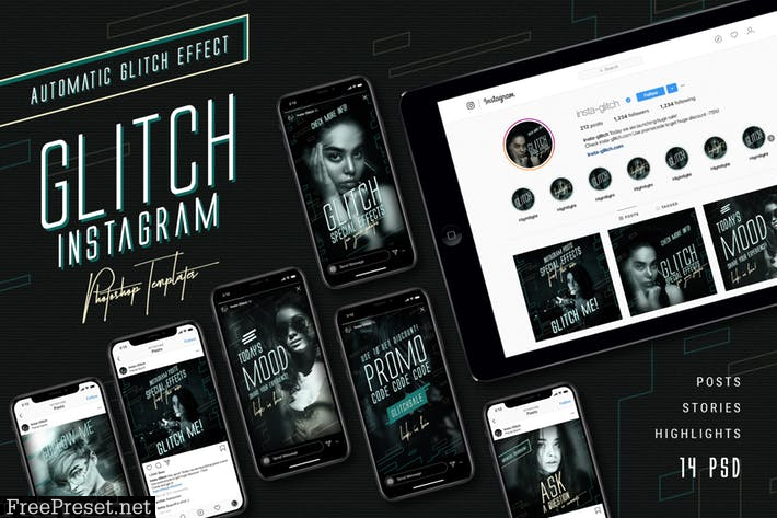 Glitch Instagram Templates K3UUYF6